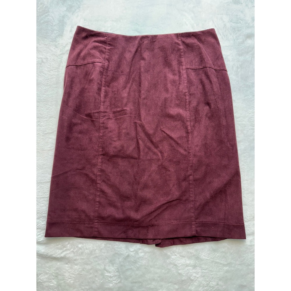 Lysse Womens Burgundy Faux Suede Pencil Skirt Pull On Size M - 172